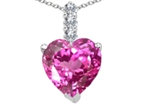 Tommaso Design™ Created Heart Shape Pink Sapphire and Diamond Pendant