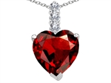 Tommaso Design™ Genuine Heart Shape Garnet and Diamond Pendant