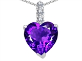 Tommaso Design™ Heart Shape Genuine Amethyst and Diamond Pendant