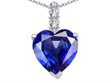 Tommaso Design™ Created Heart Shape Sapphire and Diamond Pendant