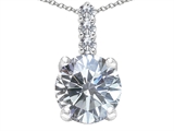 Tommaso Design™ Genuine Round White Topaz and Diamond Pendant