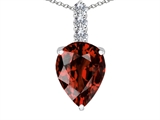 Tommaso Design™ Genuine Pear Shape Garnet and Diamond Pendant