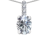 Tommaso Design™ Genuine Oval White Topaz and Diamonds Pendant