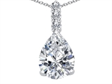Tommaso Design™ Genuine Pear Shape White Topaz and Diamond Pendant
