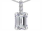 Tommaso Design™ Genuine Emerald Cut White Topaz and Diamond Pendant