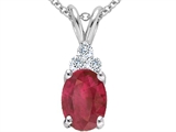 Tommaso Design™ Genuine Oval 8x6 Ruby and Diamond Pendant