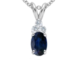 Tommaso Design™ Genuine Oval Sapphire and Diamond Pendant