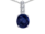 Tommaso Design™ Genuine Round Sapphire and Diamond Pendant