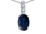 Tommaso Design™ Genuine Oval Sapphire and Diamond Pendant