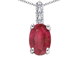 Tommaso Design™ Genuine Oval Ruby and Diamond Pendant