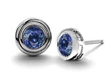 Original Star K™ Round Genuine Sapphire Earring Studs