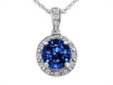Tommaso Design™ Genuine Diamonds and Round Created Sapphire Pendant