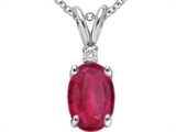 Tommaso Design™ Genuine Oval 7x5mm Ruby and Diamond Pendant