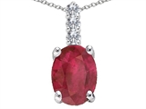 Tommaso Design™ Genuine Oval Ruby and Diamond Pendant