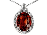 Tommaso Design™ Oval Genuine Garnet and Diamond Pendant