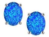 Original Star K™ Oval 8x6mm Created Blue Opal Earring Studs