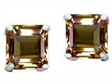 Original Star K™ Square 7mm Genuine Smoky Quartz Earring Studs