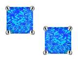 Original Star K™ Square Cut 7mm Created Blue Opal Earrings