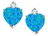 Original Star K™ 7mm Heart Shape Created Blue Opal Earrings