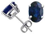 Tommaso Design™ Genuine Sapphire Oval Earring Studs