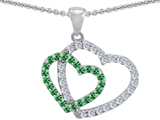 Original Star K™ Simulated Emerald Double Heart Pendant