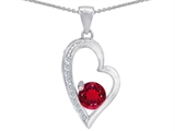 Original Star K™ Round Created Ruby Heart Pendant