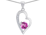 Original Star K™ Round Created Pink Sapphire Heart Pendant