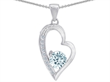Original Star K™ Round Genuine Aquamarine Heart Pendant