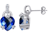Original Star K™ Heart Shaped Large Created Sapphire Designer Hanging Drop Earrings