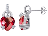 Original Star K™ Heart Shaped Large Created Ruby Hanging Designer Earrings