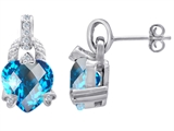 Original Star K™ Heart Shaped Simulated Blue Topaz Designer Hanging Drop Earrings