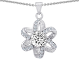 Original Star K™ Round Genuine White Topaz Flower Pendant