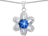 Original Star K™ Round Created Star Sapphire Flower Pendant