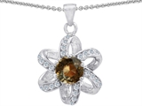 Original Star K™ Round Genuine Smoky Quartz Flower Pendant