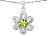 Original Star K™ Round Genuine Peridot Flower Pendant