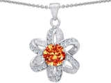 Original Star K™ Round Simulated Orange Sapphire Flower Pendant