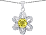 Original Star K™ Round Genuine Lemon Quartz Flower Pendant