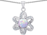 Original Star K™ Round Created Opal Flower Pendant