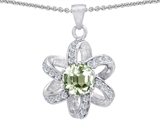 Original Star K™ Round Genuine Green Amethyst Flower Pendant