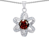 Original Star K™ Round Genuine Garnet Flower Pendant