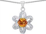 Original Star K™ Round Genuine Citrine Flower Pendant
