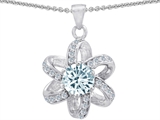Original Star K™ Round Genuine Aquamarine Flower Pendant