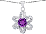 Original Star K™ Round Genuine Amethyst Flower Pendant