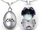 Original Star K™ Egg Pendant with October Birthstone Simulated Heart Opal Surprise Inside