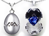 Original Star K™ Egg Pendant with September Birthstone Created Heart Sapphire Surprise Inside