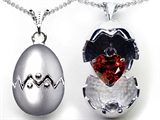 Original Star K™ Egg Pendant with January Birthstone Genuine Heart Garnet Surprise Inside