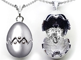 Original Star K™ Egg Pendant with Heart Shape Genuine White Topaz Surprise Inside