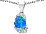 Original Star K™ Heart Shaped Created Blue Opal And Cubic Zirconia Pendant