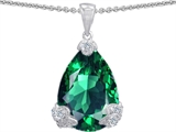 Original Star K™ Large 11x17 Pear Shape Simulated Emerald Designer Pendant