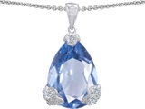 Original Star K™ Large 11x17 Pear Shape Simulated Aquamarine Designer Pendant